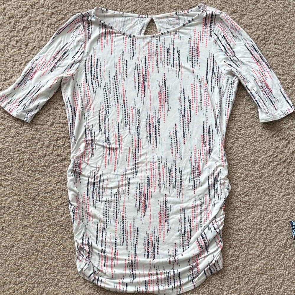 Motherhood Short Sleeve Top - White, Pink, and Black